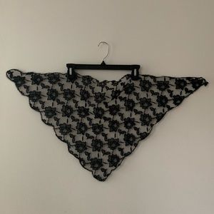 Vintage Black Floral Lace Headscarf